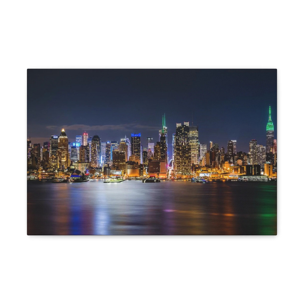 New York Night Skyline Canvas Artwork Breathtaking Stunning Cityscape for Home